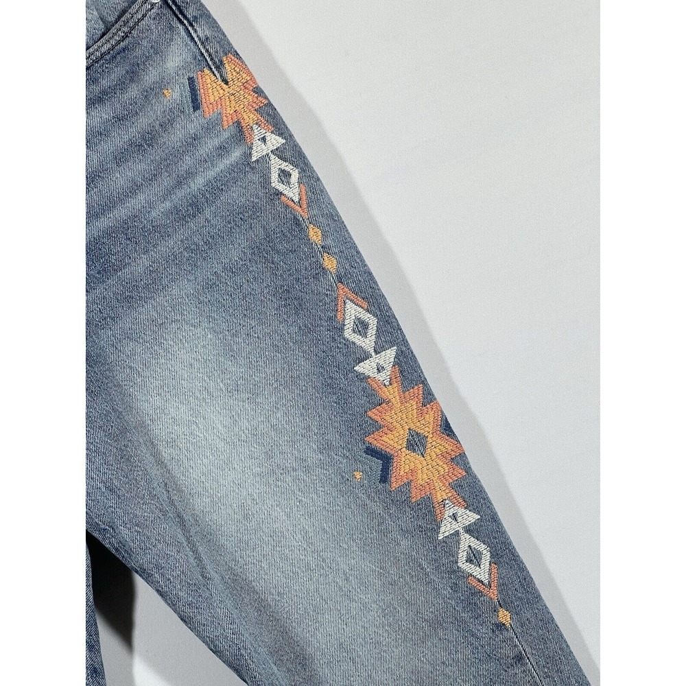 Lucky Brand Drew Mom Jeans Womens 8 29 Blue Denim High Rise Embroidered Retro - Picture 5 of 16